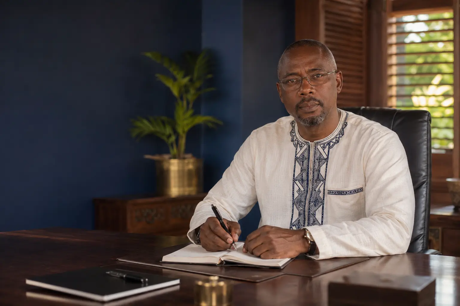 Professeur Bobo dans son bureau de consultation en Guadeloupe